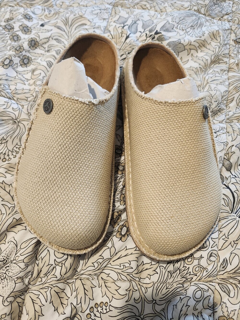 Birkenstocks Beige Canvas Slip-On Shoes Ladies 6 Mens 4 NEW